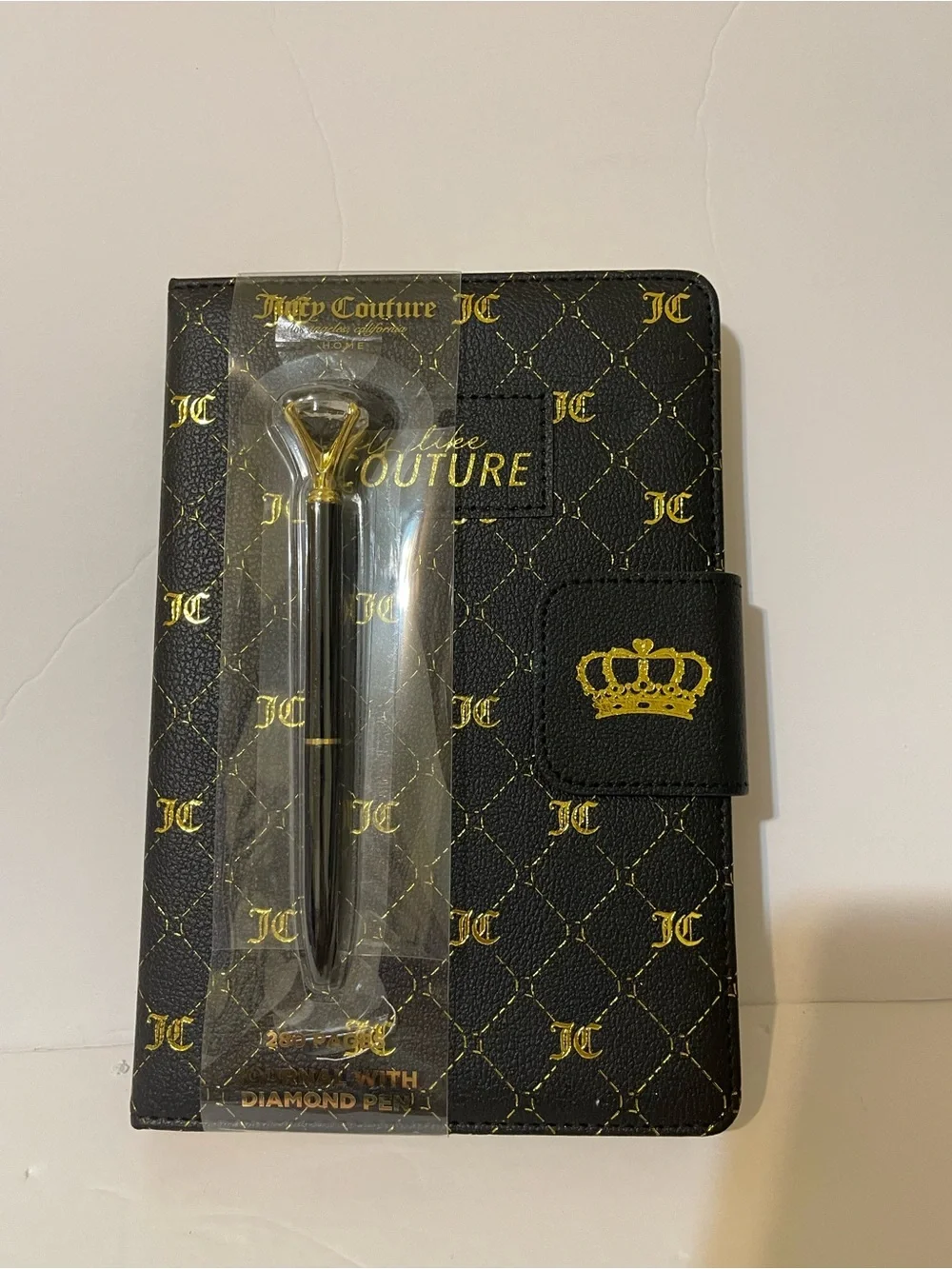 Juicy Couture Black Journal w/Gold Lettering & Diamond Topped Pen - NWT **